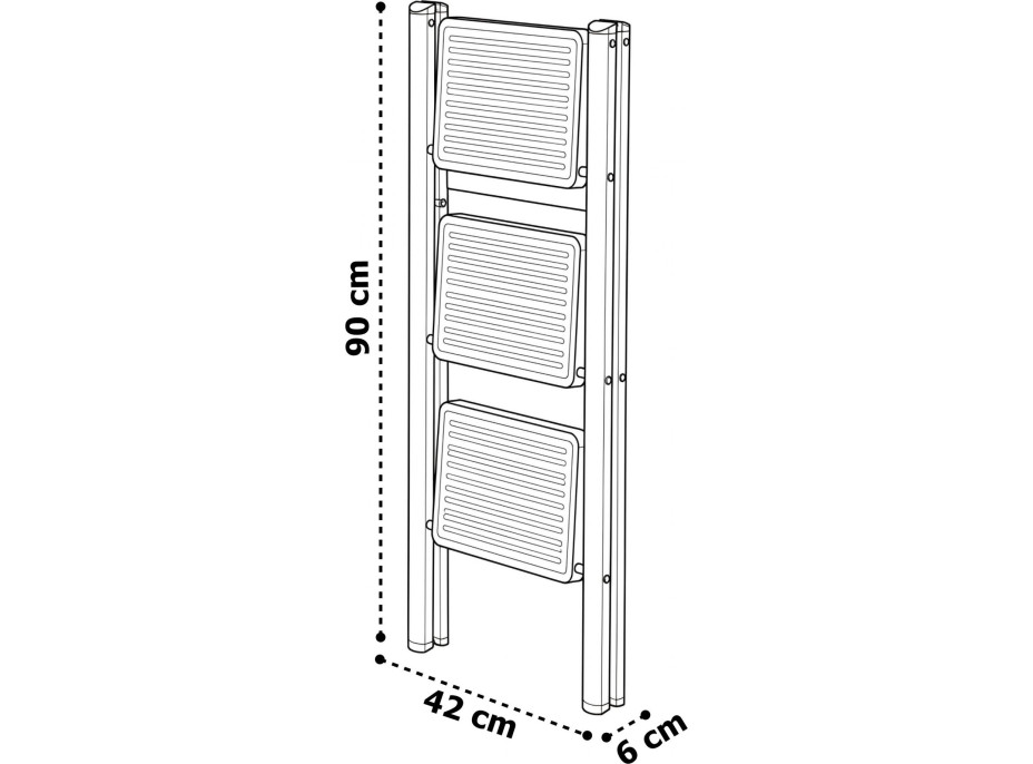 Skládací kovové schůdky EASYSTEP černé - 3stupňové