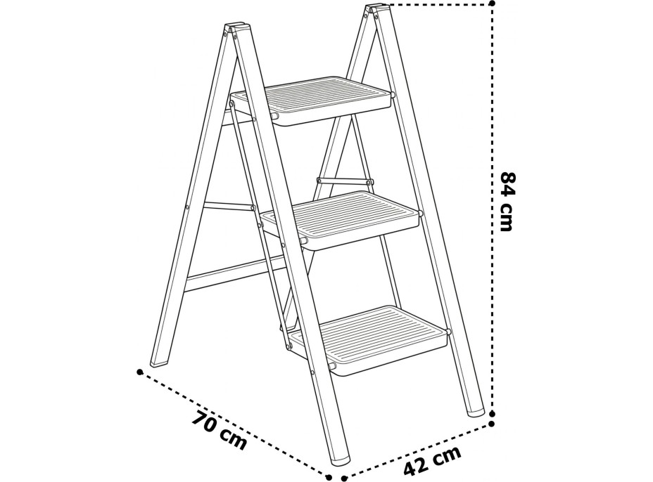 Skládací kovové schůdky EASYSTEP černé - 3stupňové