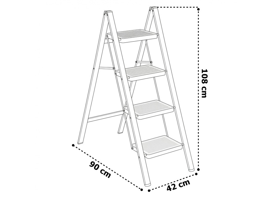 Skládací kovové schůdky EASYSTEP černé - 4stupňové