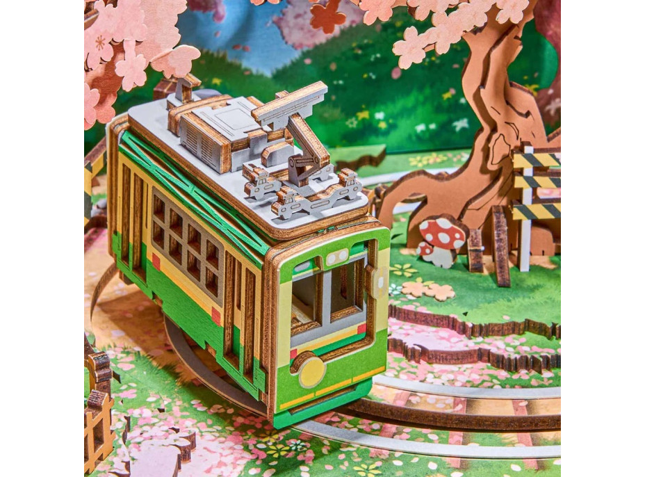 RoboTime 3D dřevěná skládačka hrací skříňky Projížďka v sakurovém lese