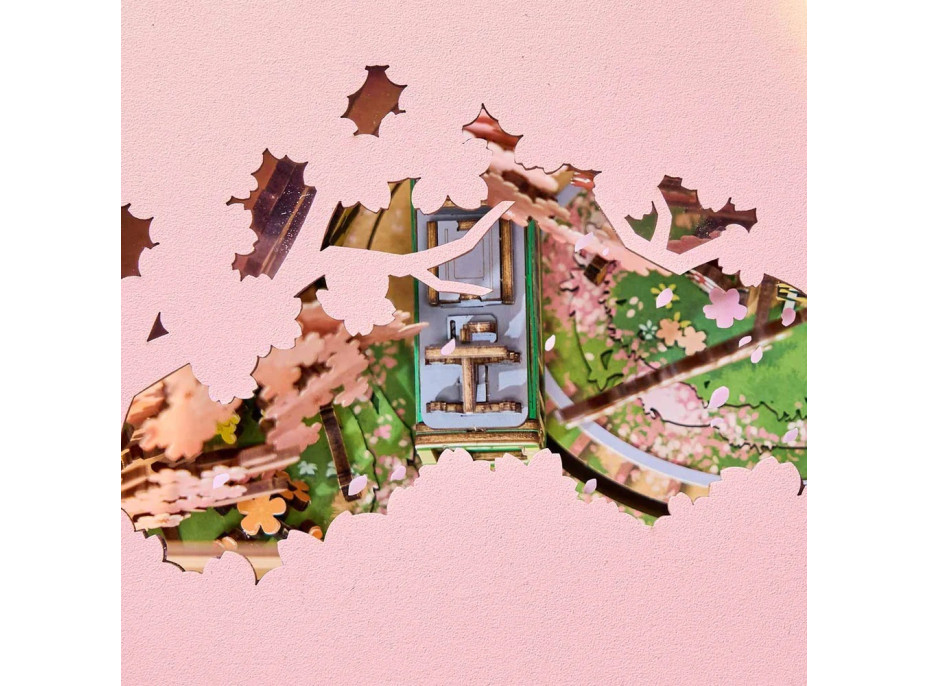 RoboTime 3D dřevěná skládačka hrací skříňky Projížďka v sakurovém lese