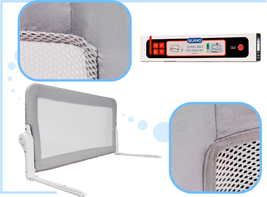 Bezpečnostní zábrana k posteli - 120 cm - šedá