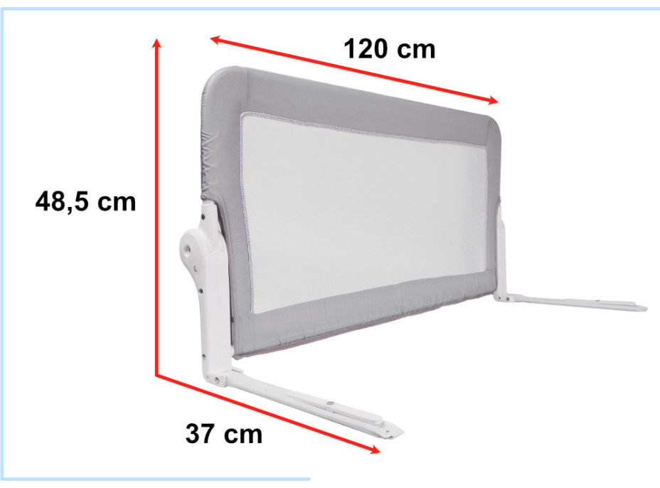 Bezpečnostní zábrana k posteli - 120 cm - šedá