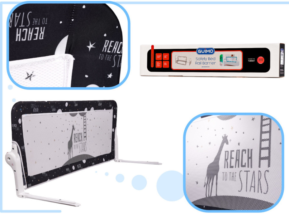 Bezpečnostní zábrana k posteli - 150 cm - černá