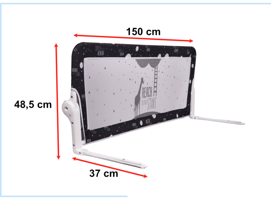 Bezpečnostní zábrana k posteli - 150 cm - černá