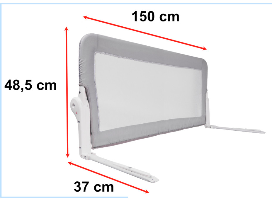 Bezpečnostní zábrana k posteli - 150 cm - šedá