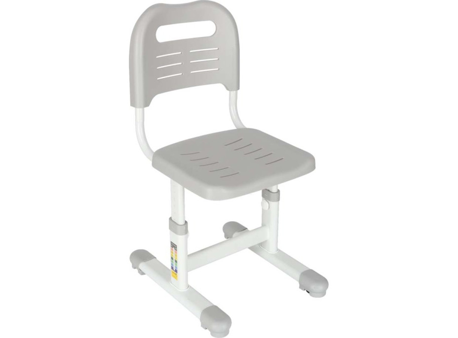 Dětský nastavitelný psací stůl se zásuvkou, židlí a LED lampou - šedý