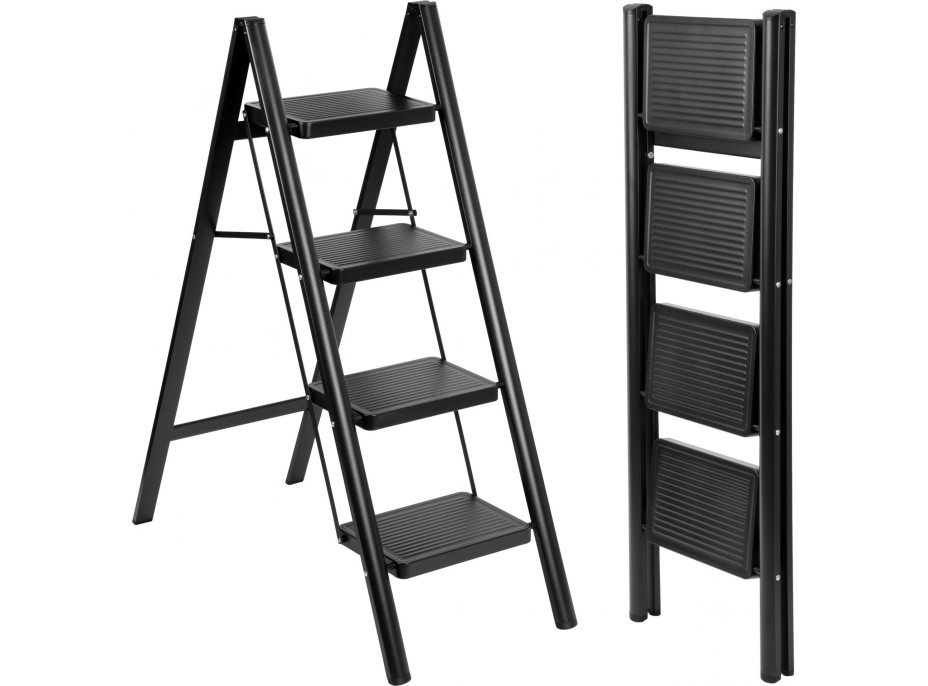 Skládací kovové schůdky EASYSTEP černé - 4stupňové
