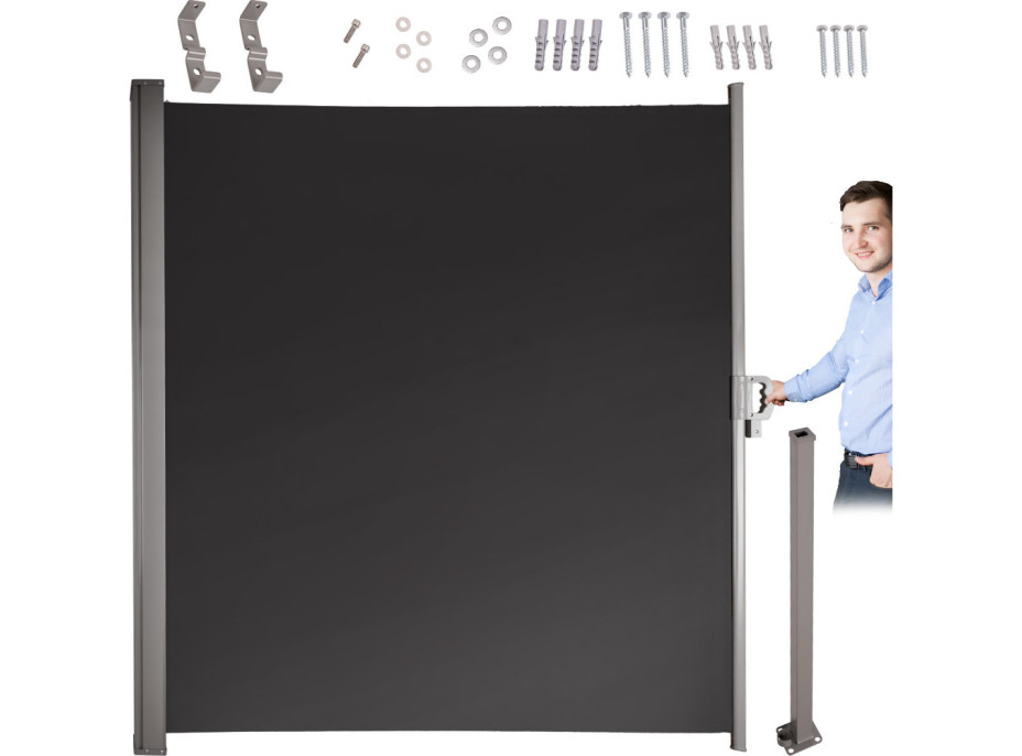 Boční markýza LUARO rolovací - 160 x 300 cm - tmavě šedá