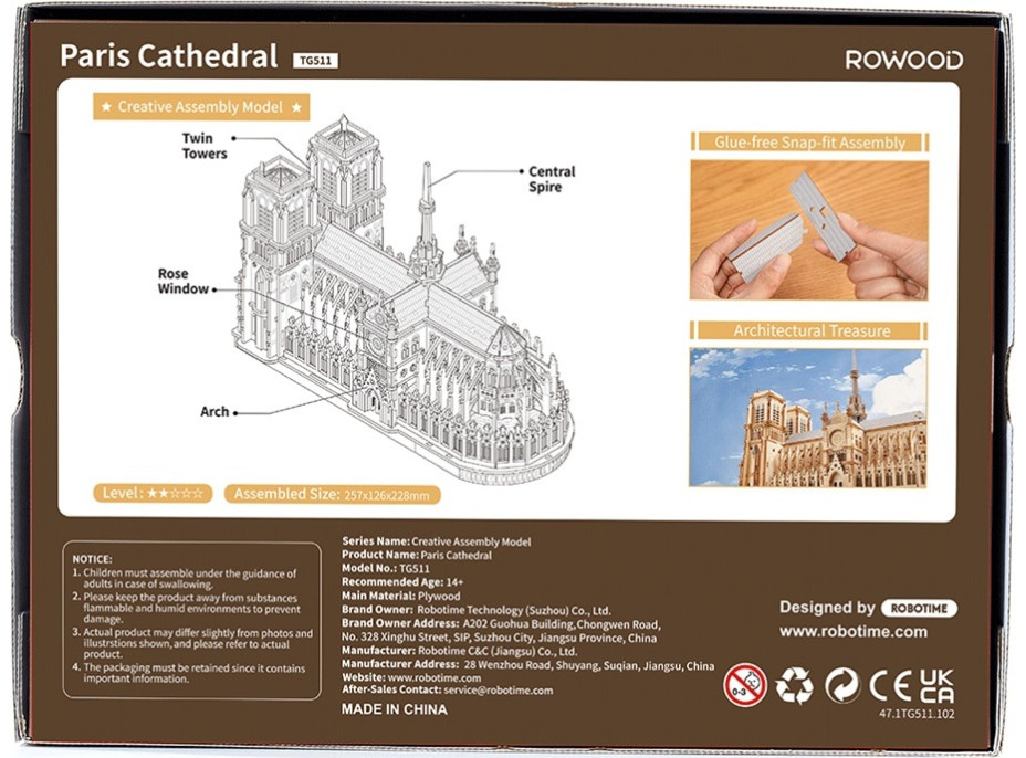 RoboTime 3D dřevěná skládačka Pařížská katedrála Notre-Dame