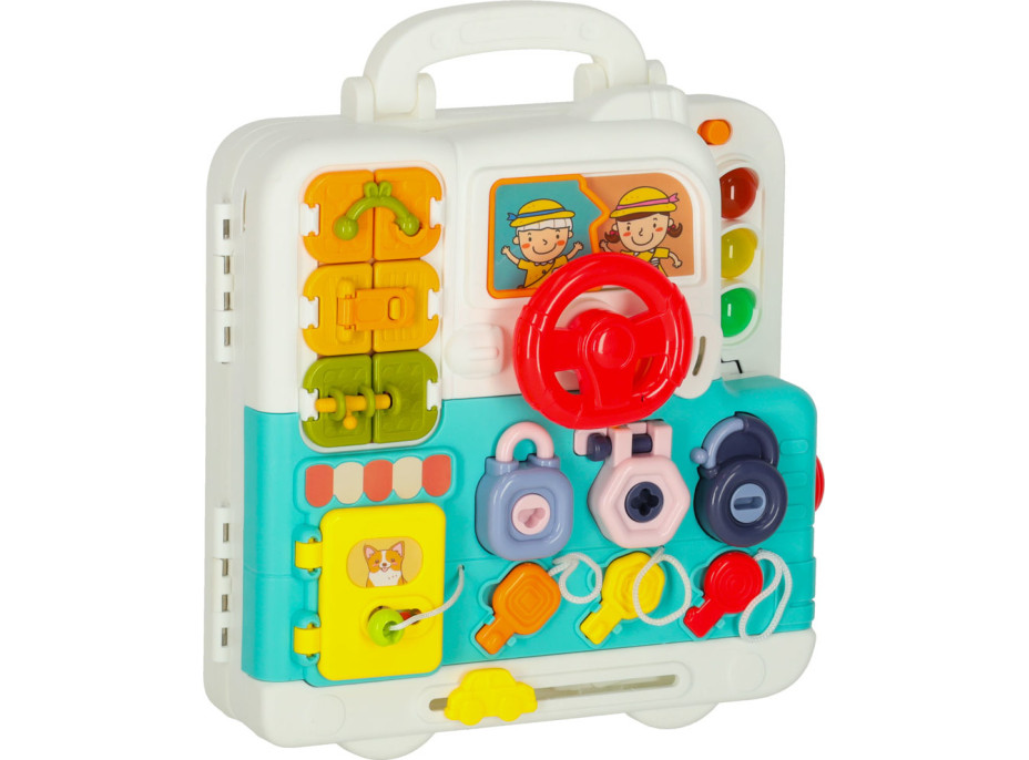 Smyslový manipulační Montessori kufřík se světlem a zvuky - Medvídek