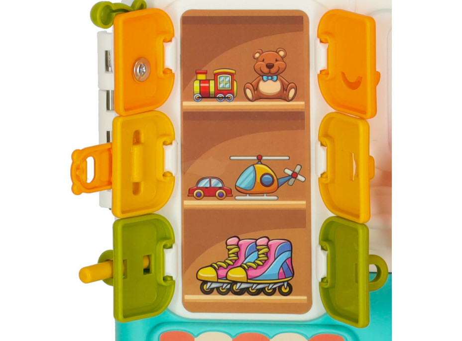 Smyslový manipulační Montessori kufřík se světlem a zvuky - Medvídek