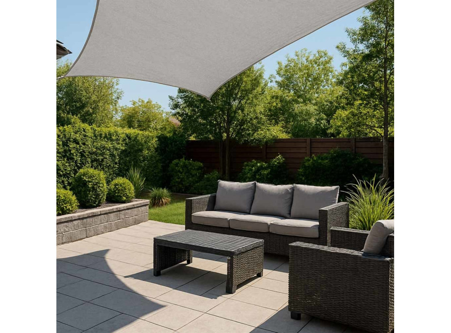 Vodotěsná stínící plachta LUARO obdélník - 4x3 m - šedá