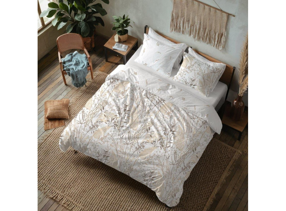 Bavlněné povlečení GUSTO Traviny - bílé - 140x200 cm