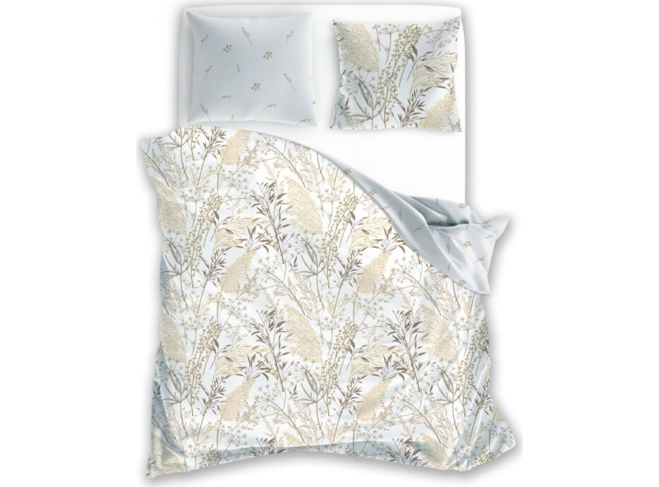 Bavlněné povlečení GUSTO Traviny - bílé - 220x200 cm