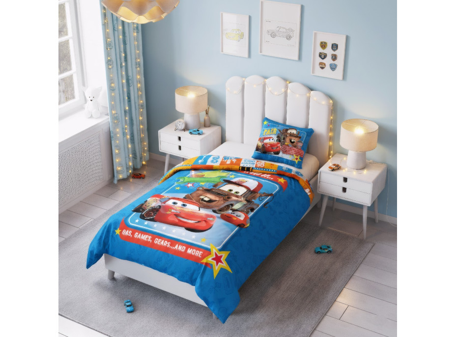 Dětské bavlněné povlečení do postýlky 135x100 cm - Auta