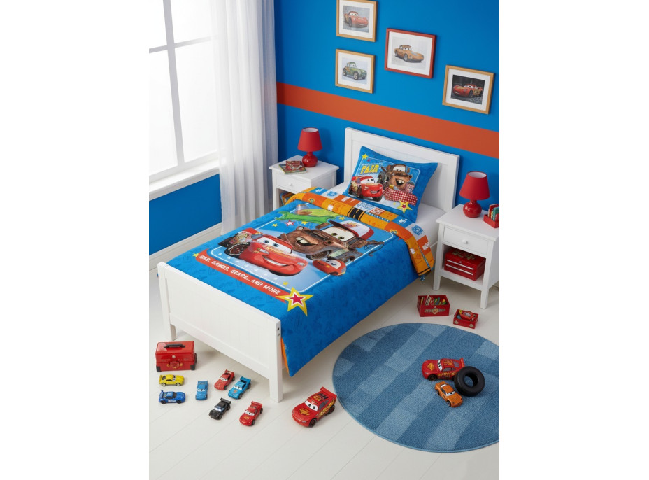 Dětské bavlněné povlečení do postýlky 135x100 cm - Auta