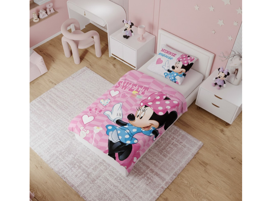 Dětské bavlněné povlečení do postýlky 135x100 cm - Myška Minnie - Sweet