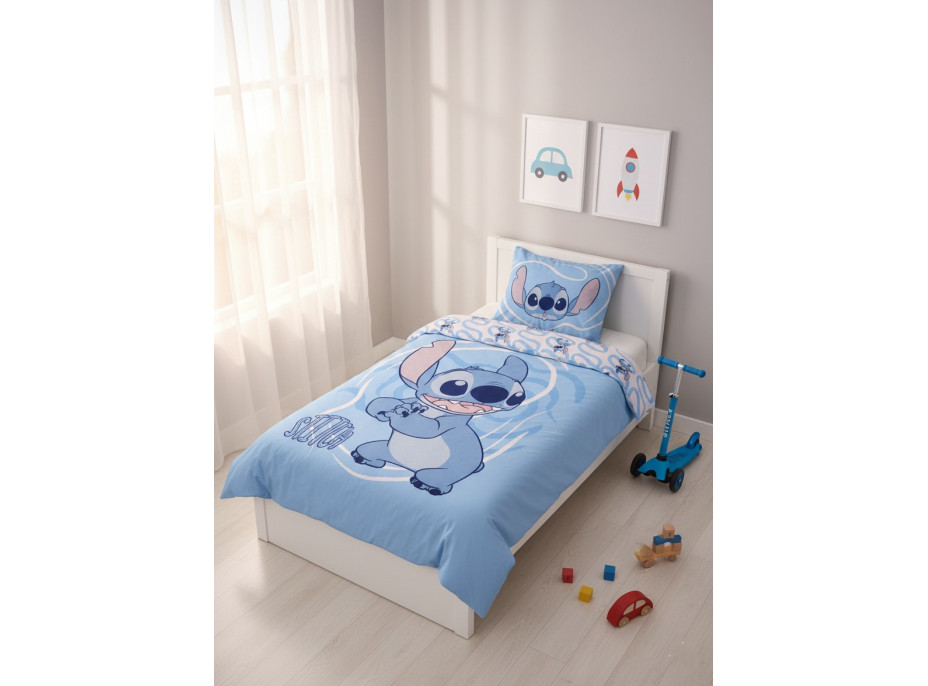Dětské bavlněné povlečení do postýlky 135x100 cm - Stitch - modré
