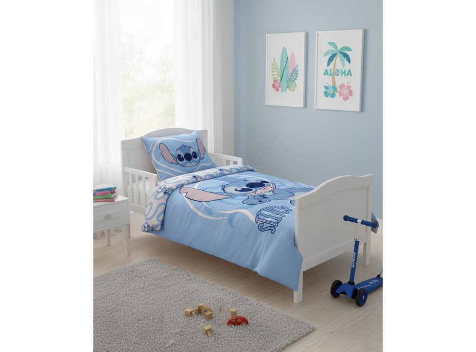 Dětské bavlněné povlečení do postýlky 135x100 cm - Stitch - modré