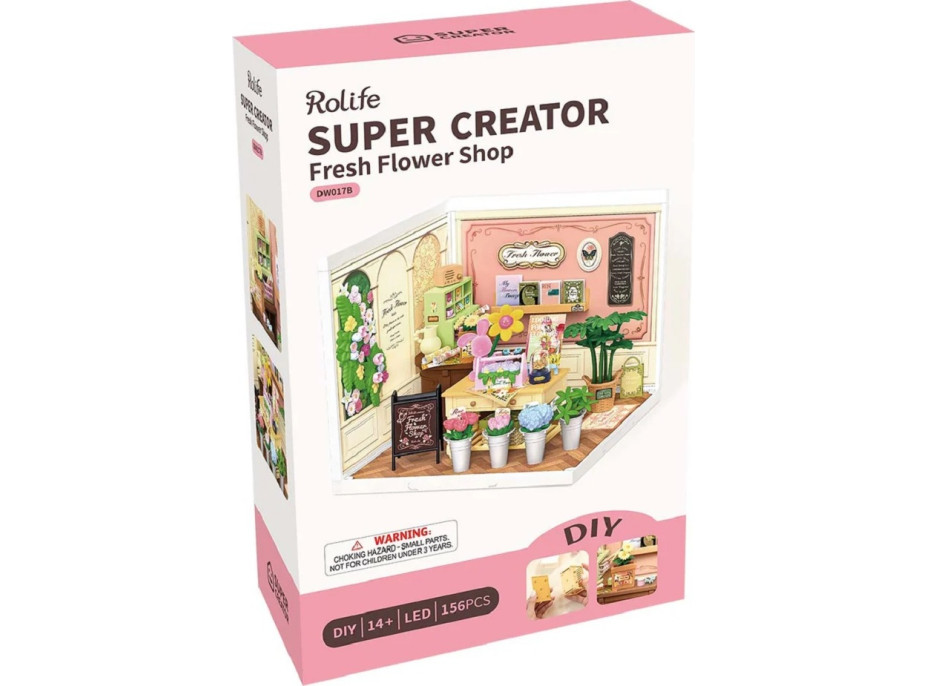 RoboTime 3D dřevěná skládačka Miniatura domečku Květinářství Fresh Flower