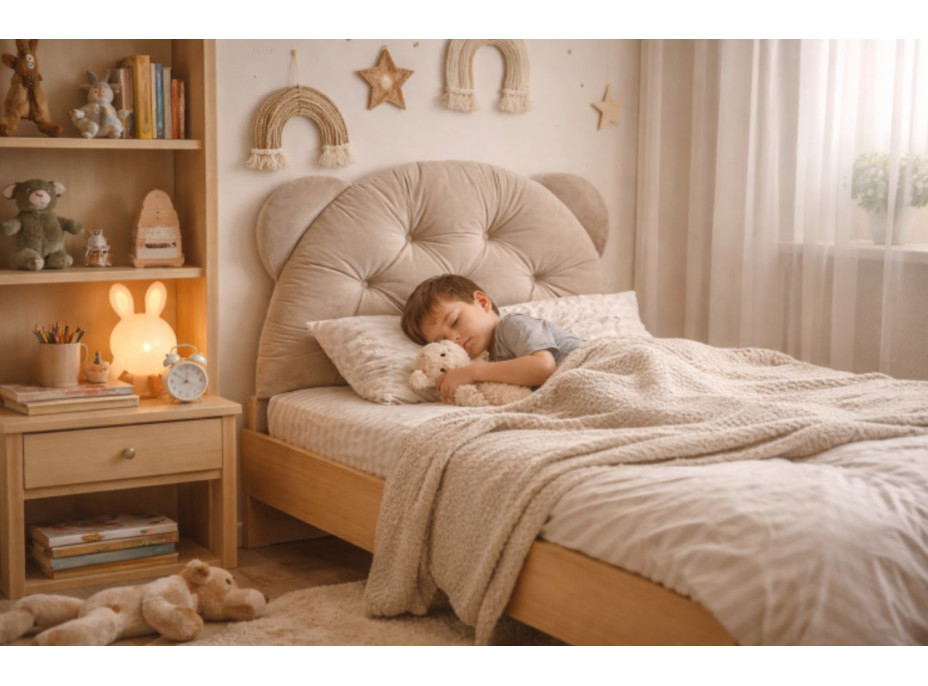 Čalouněná opěrka hlavy BEAR Velvet 95x55 cm - béžová