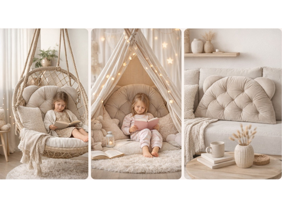 Čalouněná opěrka hlavy BEAR Velvet 95x55 cm - šedá