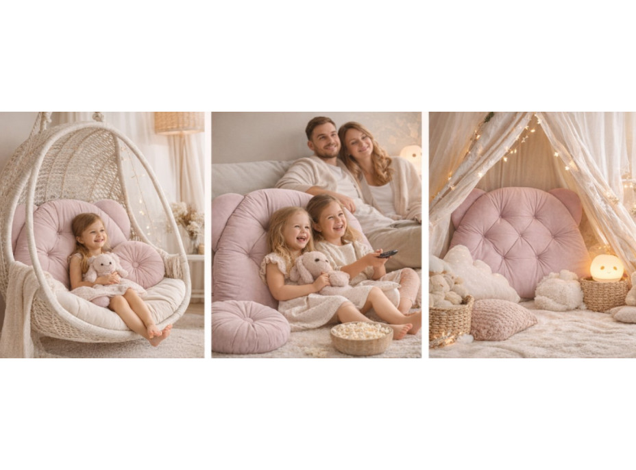 Čalouněná opěrka hlavy BEAR Velvet 95x55 cm - krémová