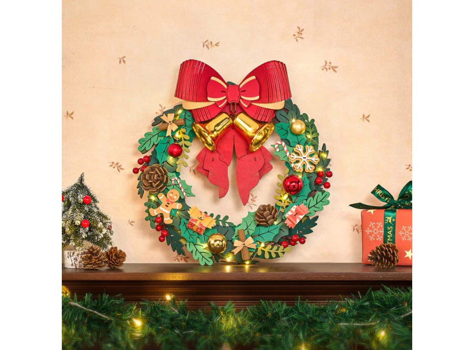 RoboTime 3D dřevěná skládačka Vánoční věnec