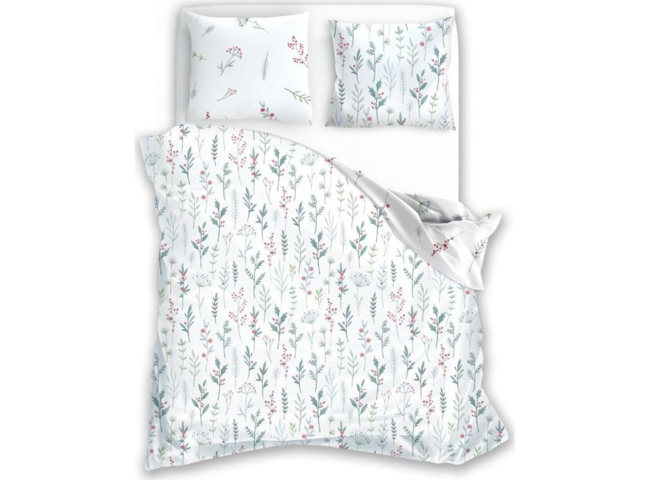 Bavlněné povlečení PRIMAVERA Byliny - bílé - 160x200 cm