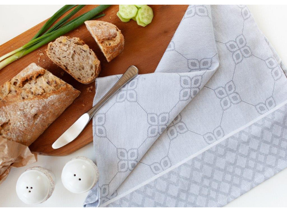 Žakárová kuchyňská utěrka CARINO 010 - 40x60 cm - šedá