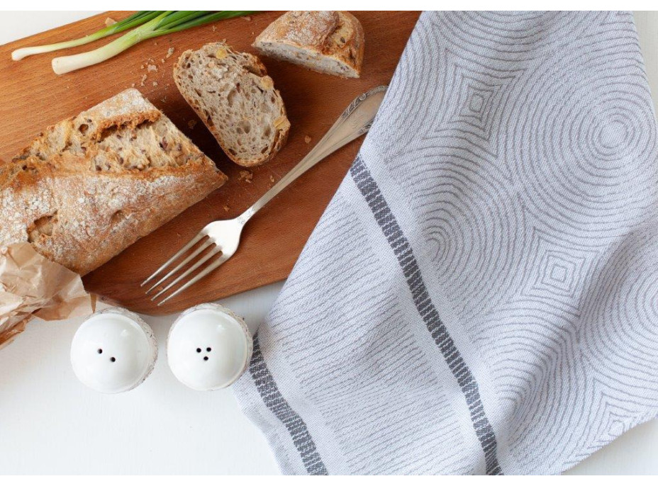 Žakárová kuchyňská utěrka CARINO 012 - 40x60 cm - šedá