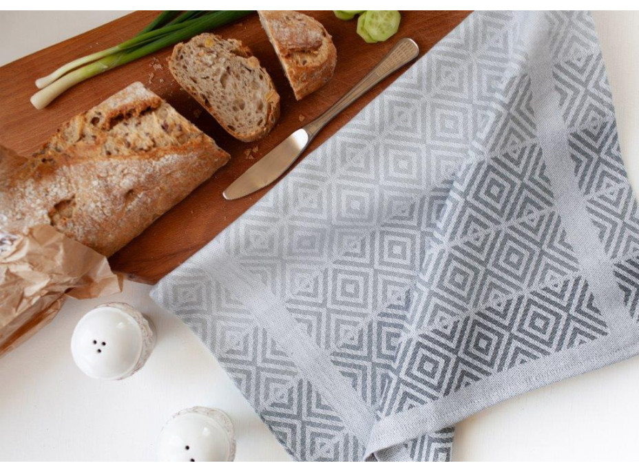 Žakárová kuchyňská utěrka CARINO 013 - 40x60 cm - šedá