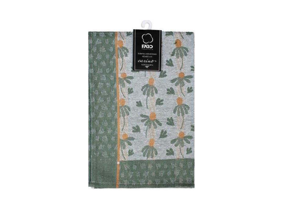 Žakárová kuchyňská utěrka CARINO 014 - 40x60 cm - tmavě zelená/šedá