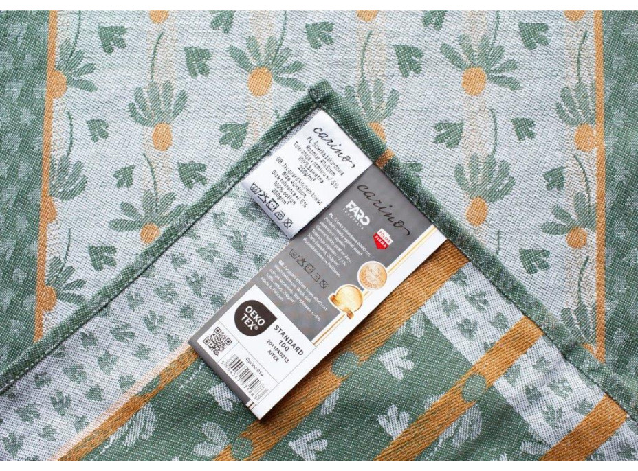 Žakárová kuchyňská utěrka CARINO 014 - 40x60 cm - tmavě zelená/šedá