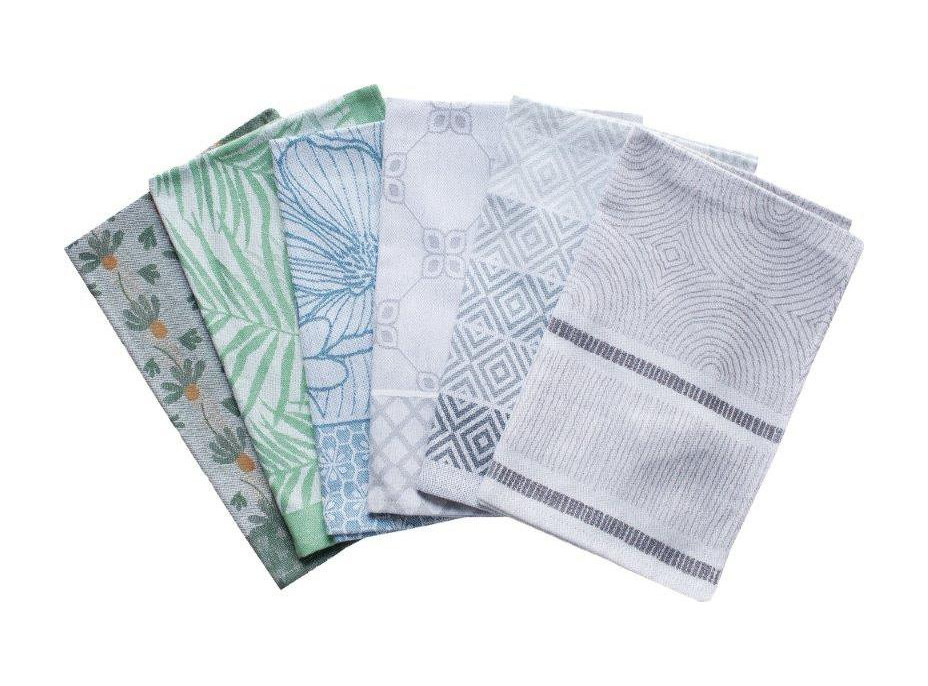 Žakárová kuchyňská utěrka CARINO 014 - 40x60 cm - tmavě zelená/šedá