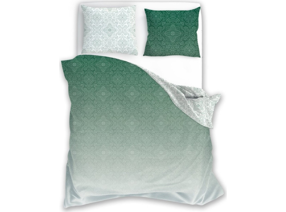 Saténové povlečení MILAGRO VERDE Ombre orient - bílé/zelené - 160x200 cm