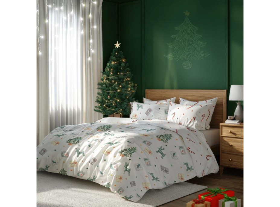 Bavlněné povlečení SCANDIC Dárečky - bílé - 220x200 cm