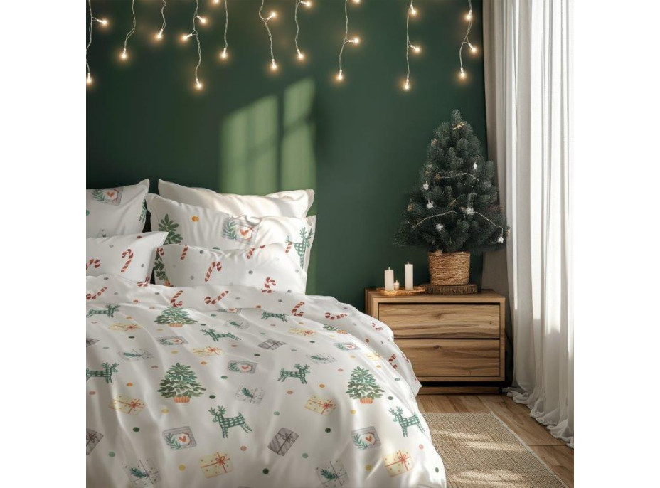 Bavlněné povlečení SCANDIC Dárečky - bílé - 220x200 cm