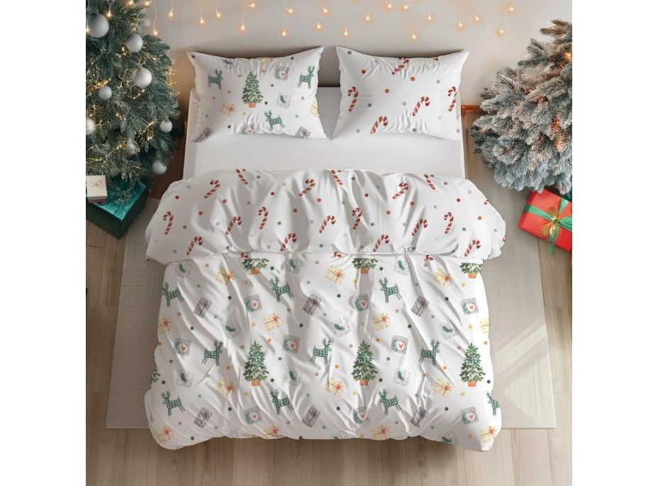 Bavlněné povlečení SCANDIC Dárečky - bílé - 220x200 cm