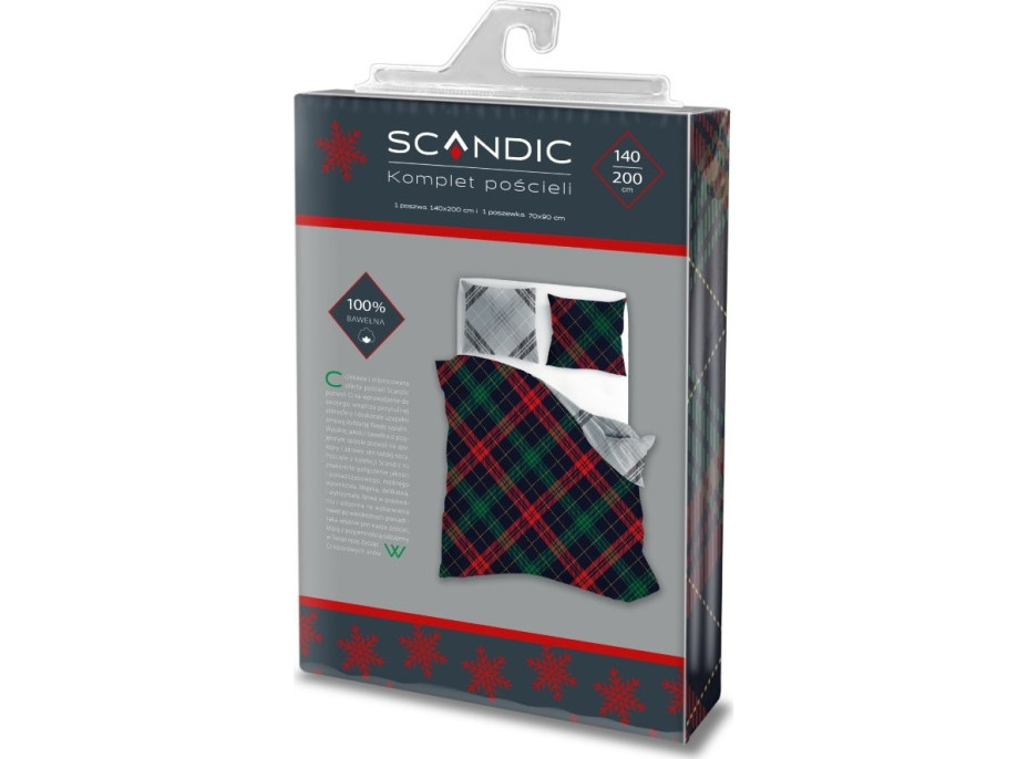 Bavlněné povlečení SCANDIC Káro - tmavě modré/šedé - 140x200 cm