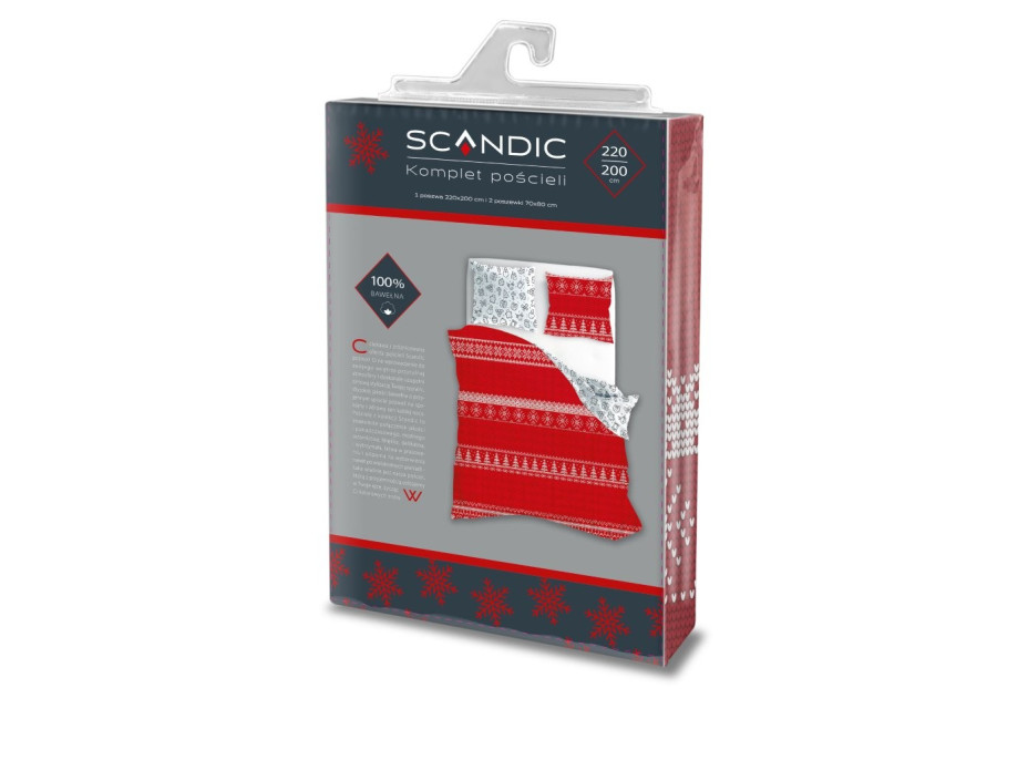 Bavlněné povlečení SCANDIC Vánoční motivy - červené/bílé - 220x200 cm