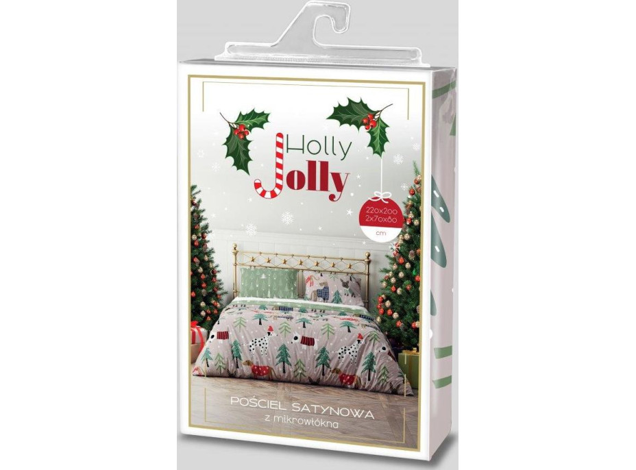 Ložní povlečení z mikrovlákna HOLLY JOLLY Pejsci v lese - hnědé/zelené - 220x200 cm