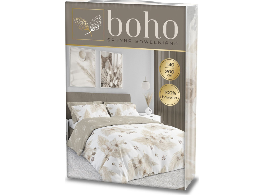 Ložní povlečení BOHO Orchideje - 160x200 cm - bavlněný satén