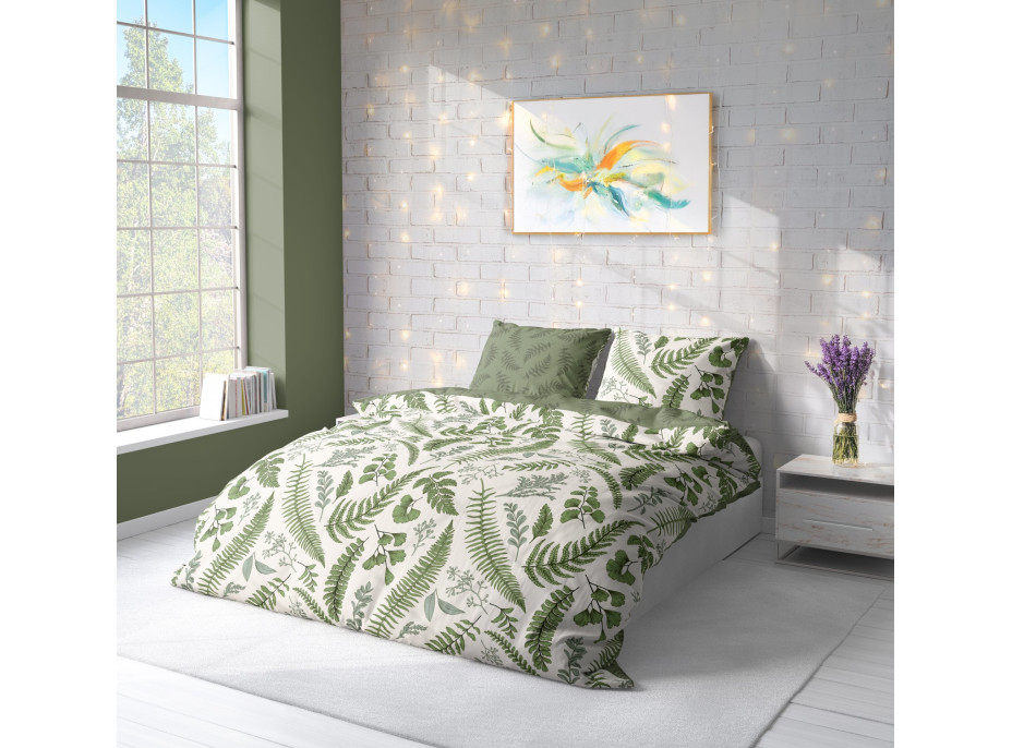 Ložní povlečení BOHO Kapradiny - 220x200 cm - bavlněný satén