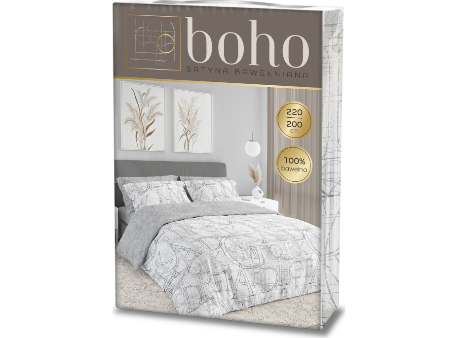 Ložní povlečení BOHO Písmena - 220x200 cm - bavlněný satén