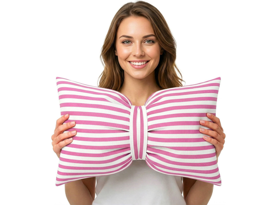 Dekorační polštář GLAM 30x50 cm - bílé/růžové pruhy