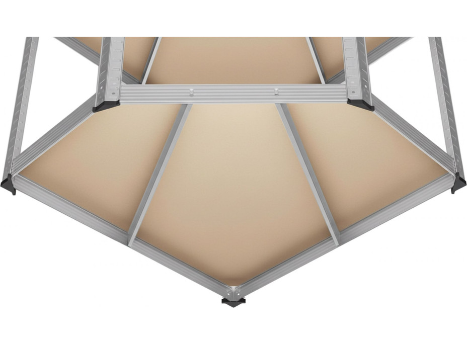 Rohový policový regál - 5 polic - 180x70x40 cm - stříbrný