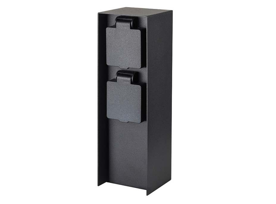 Solight zahradní sloupek IP44, hliník, 2 zásuvky, černý