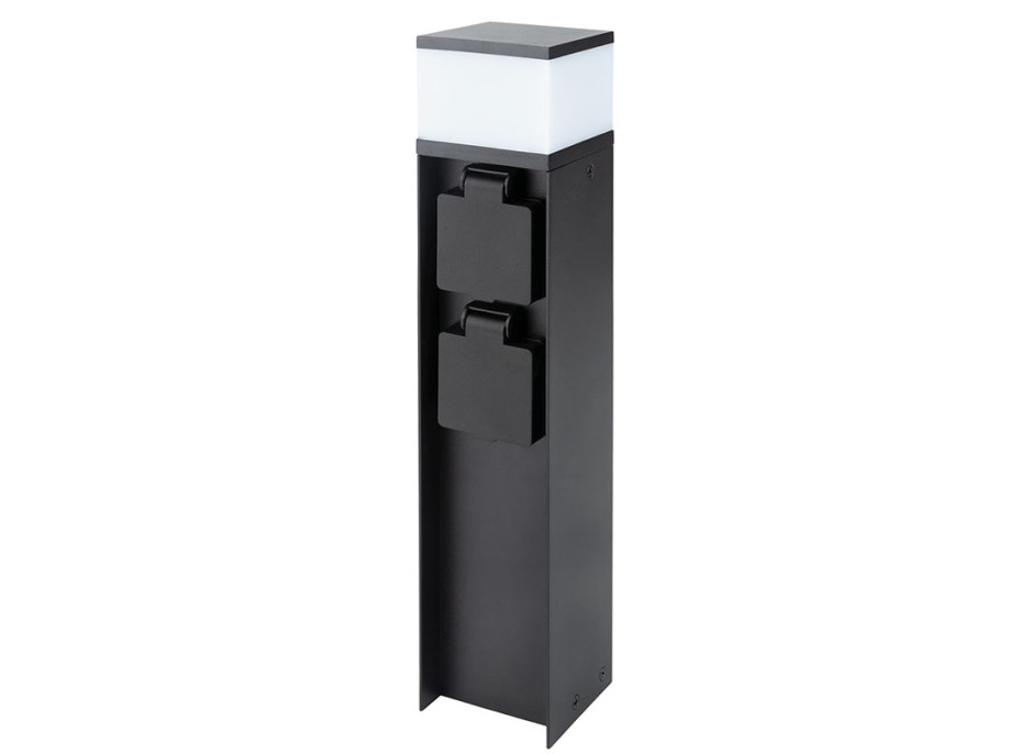 Solight zahradní sloupek IP44 s LED osvětlením, hliník, 2 zásuvky, černý